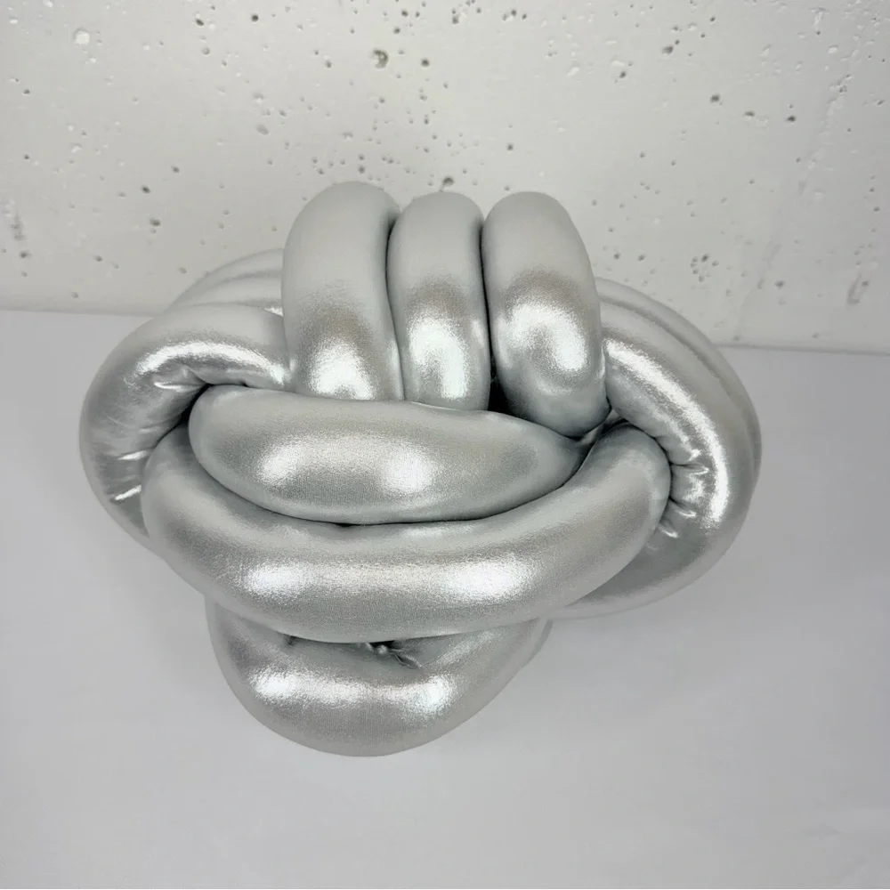 Truly Lou Silver Knot Ball Decorative Pillow 15”